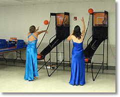 Playing Arcade Games in Prom Gowns